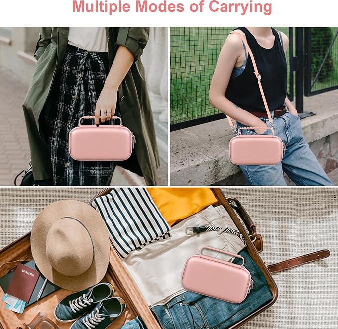 Canboc Camera Case for Femivo/brewene/zheozeig/VETEK 4K Vlogging Camera | Vlogging Camera Bag with Removable Shoulder Strap, Mesh Pocket fit Lens, Battery, Cable, Rose Gold (Case Only) - Image 3