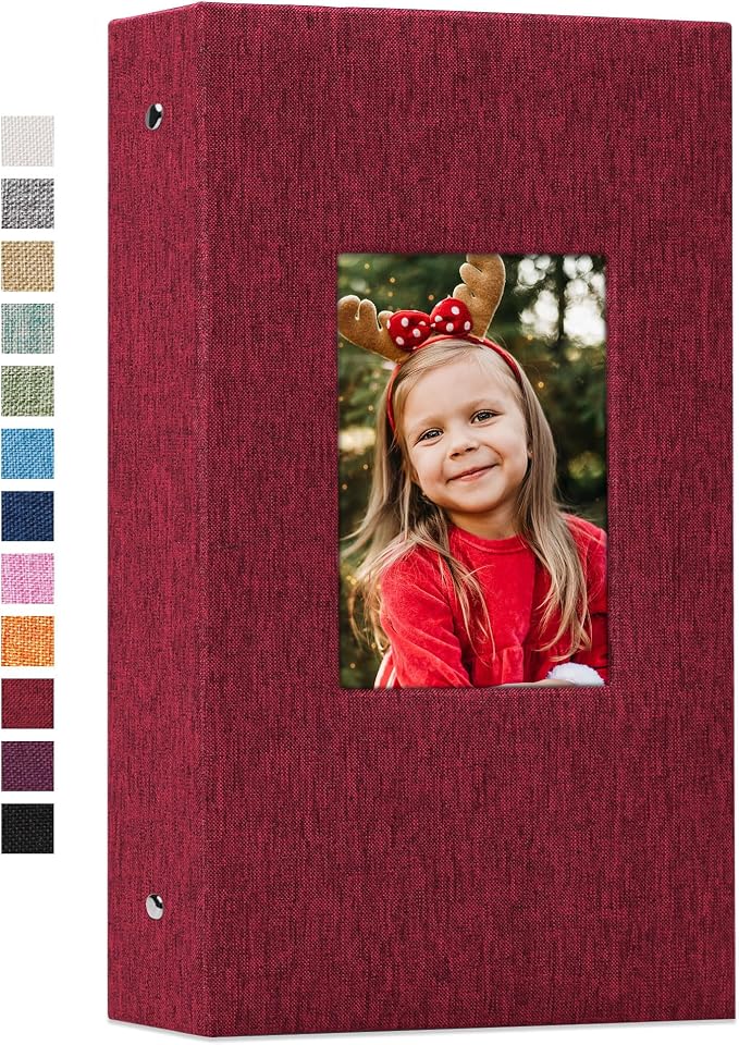 Vienrose 4x6 Photo Album,300 Pockets,Linen Cover with Window,Red | Linen Hardcover, Slip In Photo Book, Family Memory Album, Travel Keepsake by Vienrose
