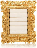 Vintage Gold Ring Frame Holder for Women, 3.94x3.54 In Picture Frame Engagement Ring Organizer Holder with Velvet Cushion, Jewelry Display Stand for Wedding Ceremony, Jewelry Display by Unknown