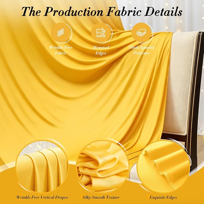 40 ft x 10 ft Wrinkle Free Yellow Backdrop Curtain for Parties, Ginger Polyester Photo Backdrop Drapes,Thick Background 8 Panels 5ft x 10ft for Baby Shower Wedding Birthday Party Backdrop Stand - Image 6