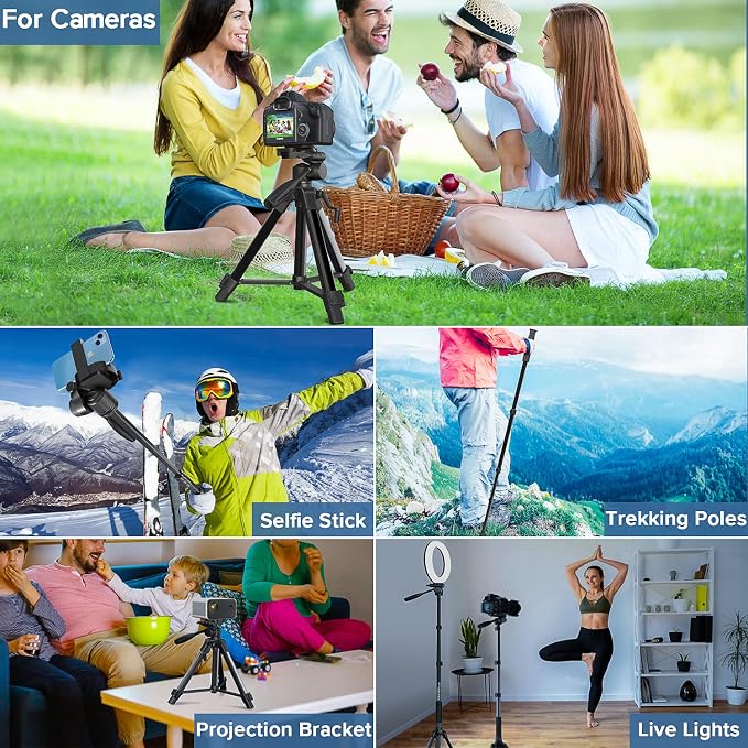 69" Camera Tripod Monopod with 3-Way Swivel Head, Aluminum Camera Stand | Camera Tripod with Quick Release Plate & Carry Bag, Fits Canon Nikon DSLR, GoPro, Video Cameras, Camcorders and Smartphones - Image 3