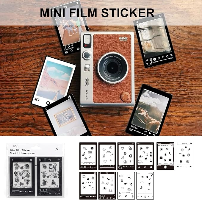 Mini Accessories Kit for Fujifilm Instax Mini Instant Camera, Black | Fits for Instax Mini 13/12/11/41/SE/EVO Camera, Universal Mini Camera Bag, with 64 Photo Album, DIY Stickers, No Camera - Image 6