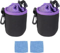PATIKIL 2 Pcs Camera Lens Pouch, 3" ID x 4" H Drawstring Orange Interior Lens Pouch Protective Camera Lens Case Bag Soft Plush Neoprene Bag for DSLR Photography Gear, Black/Purple by PATIKIL