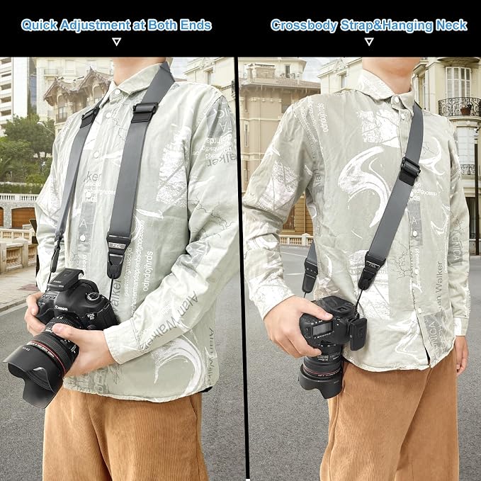 FIEIL Camera Shoulder Strap with Quick Release Plate, 1.5''Wide Universal Camera Neck Strap, Smooth and sturdy, Equipped with Comfortable Silicone Shoulder Pad for Photographers(Silver Gray) - Image 3
