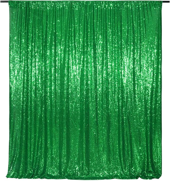 Poise3EHome Green Sequin Backdrop, 6FT x 8FT Sequin Photography Backdrop Curtain for Christmas St. Patrick's Day Party Decoration by Poise3EHome