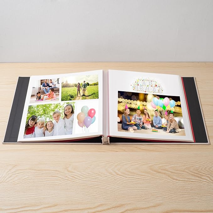 Large Photo Album Self Adhesive 4x6 5x7 6x8 8x10 Pictures Scrapbook Magnetic Album DIY Scrap Book 60 Sticky Pages Linen Cover DIY Photo Album with A Metallic Pen and DIY Accessories(Light Beige), - Image 2