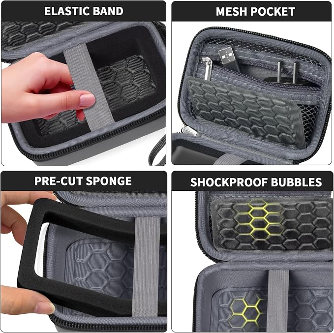 Comecase Hard Case for Kodak PIXPRO FZ45 FZ55 and Compact Digital Camera | for CAMKORY/for Canon PowerShot/for Lecran/ for VAHOIALD, Mesh Pocket Holds Charger and USB Cable for Travel, Dark Grey - Image 3