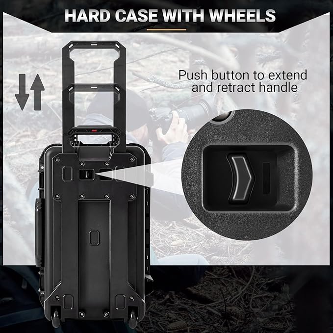 Relaxweex Rolling Camera Hard Case with 15 Padded Dividers & Wheels | Impact-resistant, Protective, Waterproof, Hard Shell Travel Case for Cameras, Lenses & Accessories, 22 x 14 x 9 Inch, Black - Image 4
