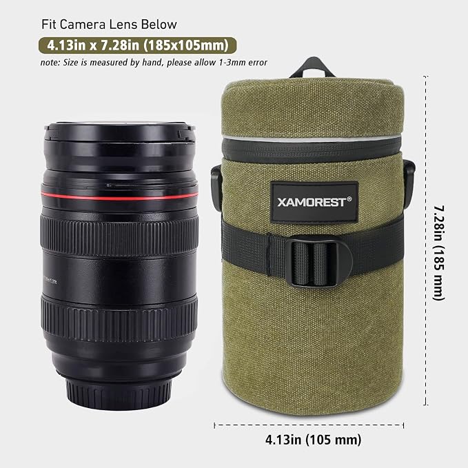 Camera Lens Case Lens Bag Compatible (4.13" x 7.28"(Canvas, Green)) - Image 3