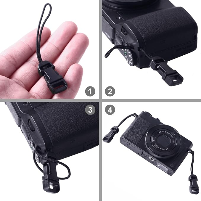 Padwa Lifestyle 4 Pcs Black Quick Release Camera Strap QD Loops Connector Adapter - Camera Quick Release Clip Compatible for All Compact Digital Cameras,Binoculars, Drone Remote Control and USB Stick - Image 5