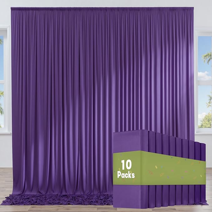 50ftx10ft Wrinkle Free Purple Backdrop Curtains for Parties, 10 Panels 5x10ft Thick Polyester Backdrop Drapse for Weddings Birthday Photography Background Curtains by ENJOYYOURPARTY