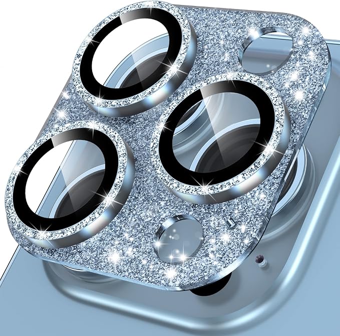 YWXTW for iPhone 13 Pro/iPhone 13 Pro Max Camera Lens Protector, [4TH Gen New Bling Design] Glitter Shiny Diamond Metal Ring Tempered Glass Back Camera Screen Protector Lens Cover by YWXTW