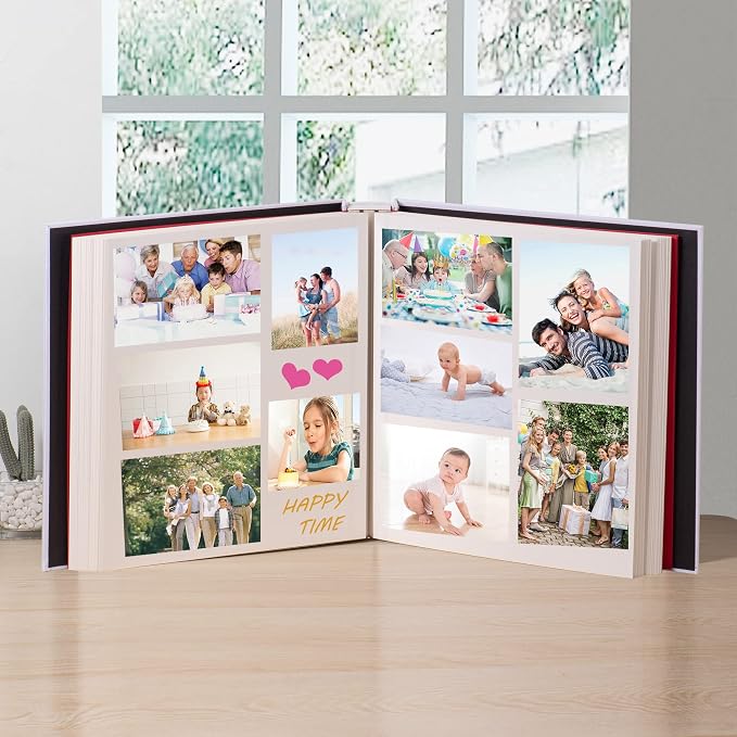 Super Large Photo Album Self Adhesive Scrapbook Album for 4×6 5×7 8×10 10×12 or Bigger Pictures DIY Magnetic Linen Cover Album 80Sheets/160Pages DIY Photo Album(White) - Image 4