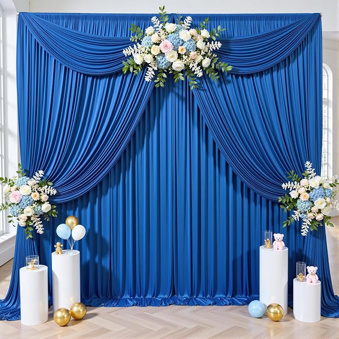 50x12 ft Royal Blue Backdrop Curtains for Weddings, Birthdays and Photos | 10 Panels 5x12 ft, Wrinkle-Free Polyester Drapes, Washable, Ironable, 4 in Rod Pocket for Baby Showers Photography Background - Image 8