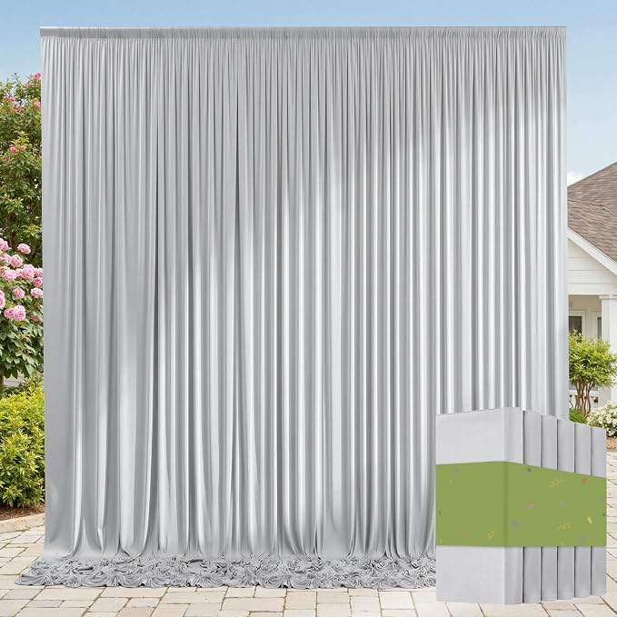 30ft x 10ft Wrinkle Free Silver Backdrop Curtain for Parties, Thick Fabric Backdrop Drapes for Wedding Space Birthday Party Photography Background Baby Shower Decor by ENJOYYOURPARTY