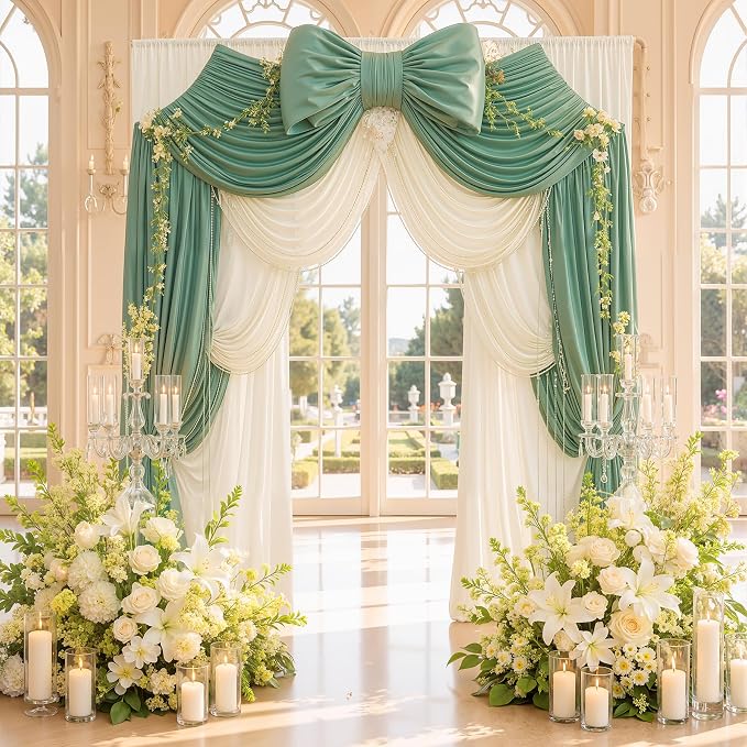 50x12 ft Sage Green Backdrop Curtains for Weddings, Birthdays and Photos | 10 Panels 5x12 ft, Wrinkle-Free Polyester Drapes, Washable, Ironable, 4 in Rod Pocket for Baby Showers Photography Background - Image 7