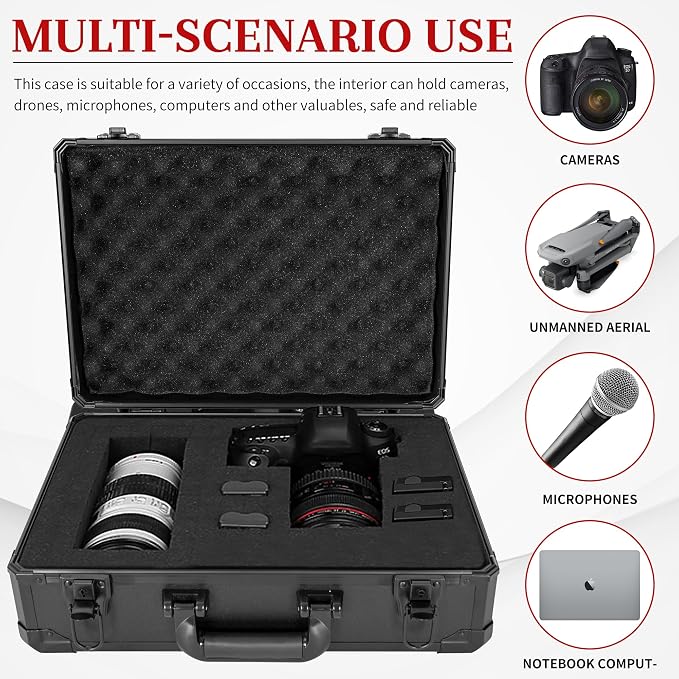 Protective Hard Case Shockproof Water-resistant with Customized DIY Foam Insert fit for Camera, Laptops, etc, 17 X 12 X 5-Inch - Image 2