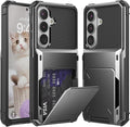 Foluu Wallet Case for Samsung Galaxy S26 with Card Holder, 5 Credit Hidden Card Slot Flip Cover Dual Layer Protective Hard PC Back & Soft TPU Bumper - Stylish Case for Galaxy S26 2026 (Gray) by Foluu