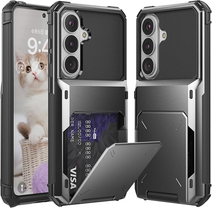 Foluu Wallet Case for Samsung Galaxy S26 with Card Holder, 5 Credit Hidden Card Slot Flip Cover Dual Layer Protective Hard PC Back & Soft TPU Bumper - Stylish Case for Galaxy S26 2026 (Gray) by Foluu