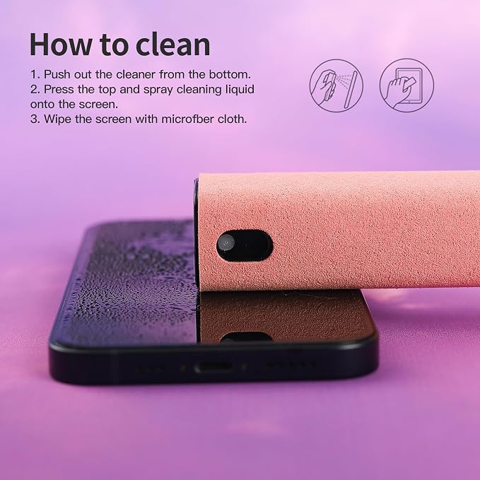 CUIUD Screen Cleaner Kit, Two in One Screen Cleaner Spray and Wipe, Touchscreen Mist Cleaner Spray Bottle for Phone/Laptop/Tablet/TV/Monitor/Car Screens(Pink) - Image 5