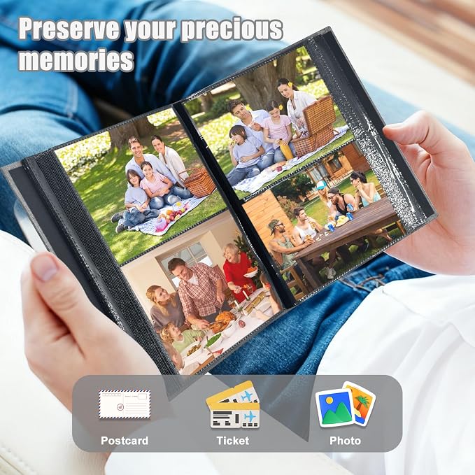 Photo Album 4x6 200 Pockets for Wedding Gifts,Linen Hardcover Picture Albums for Family Anniversary Baby Vacation Pictures - Image 4