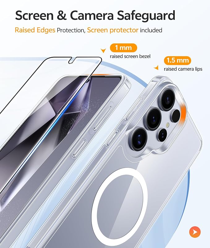 FNTCASE for Samsung Galaxy S24 Ultra Case Clear, Fit for Magsafe | Screen Protector, Anti Yellowing Magnetic Back, 14FT Military Grade Drop Protection, Shockproof Protective Phone Cover - Image 4
