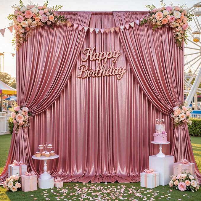 20x10ft Thick Rose Gold Glitter Backdrop Curtain Panels for Parties, Wrinkle Free Sequin Sparking Photo Backdrop Drapes, 4 Panels 5x10ft Shimmer Back Drop Cloth for Wedding Birthday Photography - Image 2