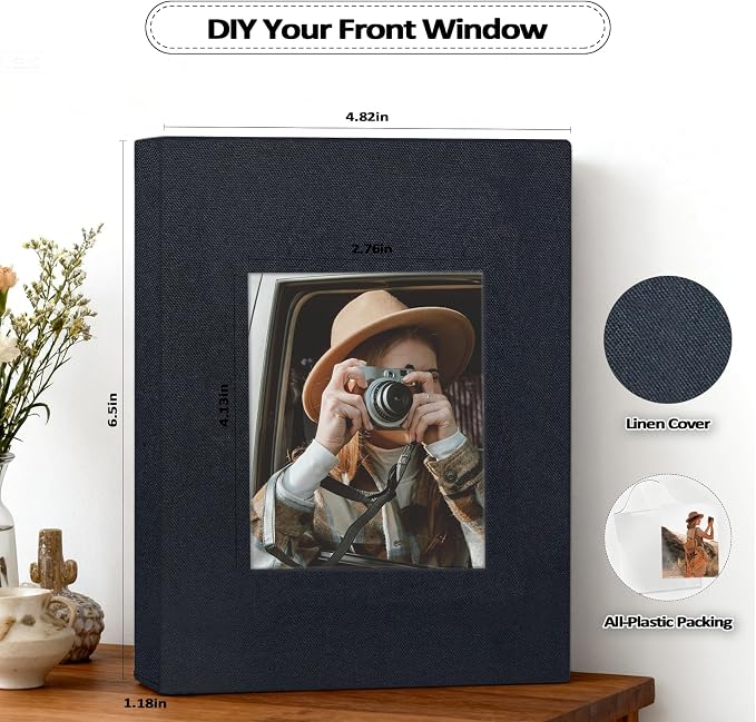 Popotop 2 Pack Photo Album 4x6 Pictures, Small Linen Slip-in Photo Albums Book for 80 Photos with 40 Pockets, Birthday Gifts for Women Mom Family Baby - Image 4