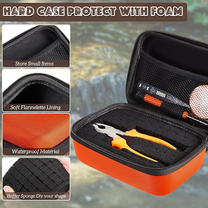 Relaxweex Hard Case with Foam, 7.8 X 6.3 X 3.5 Inch, Orange | EVA Waterproof Shockproof Case, Customizable Foam for Camera Electronics Instruments, Digital Products, with Knife - Image 4
