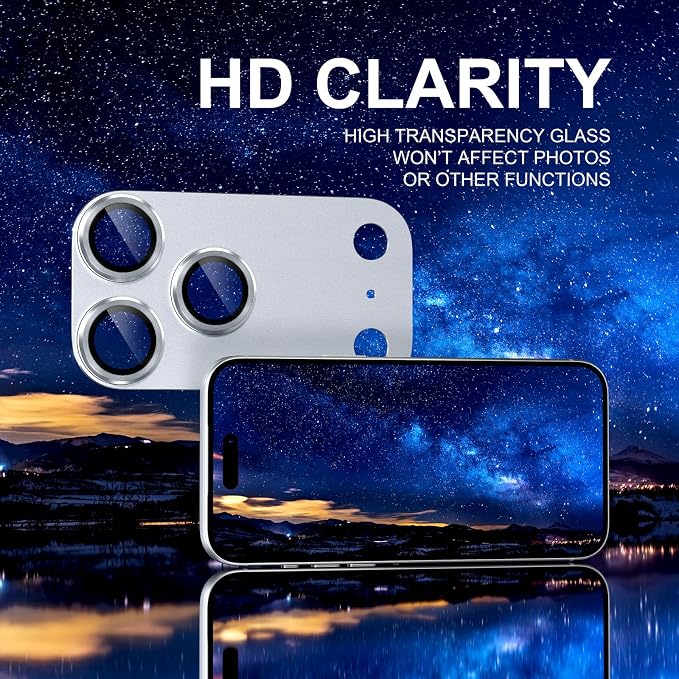 Choiche for iPhone 17 Pro Max Camera Lens Protector, Silver | Metal Camera Cover with 9H Tempered Glass Lens Screen Protector Accessories, Strong Adsorption, Case-Friendly, 6.9-inch - Image 6