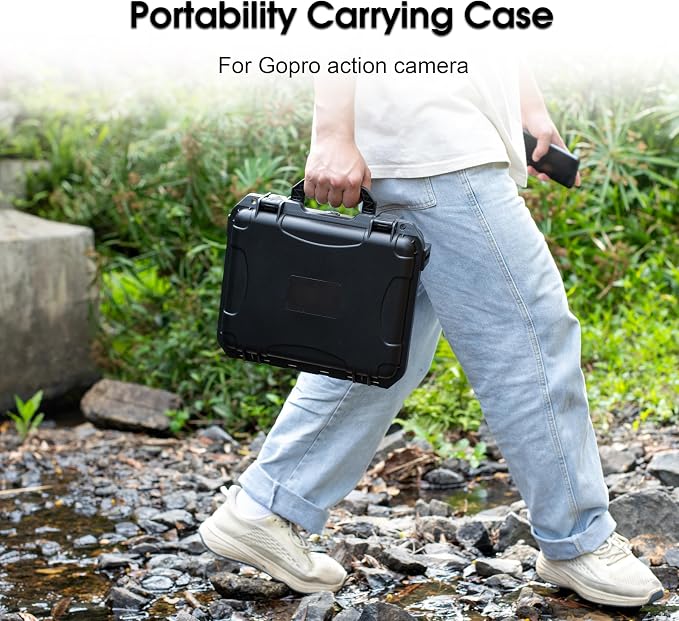 Carrying Organizer Case For Gopro Hero 13/12/11/10 Lit Hero Accessories | Hard Creator Edition Odorless for Media Mod/Volta/Chest Mount/ Waterproof Travel Storage Cases 12.4*4.7*10.4inch - Image 8