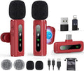 USB C Lavalier Microphone Wireless Mini Mic for Type-C Android Phone/Tablet/PC Video Recording Clip-on Mics with Rotatable Clip&Denoise Recording, Ideal for Vlog Tiktok Youtube Content Creator, Red by GoorDik