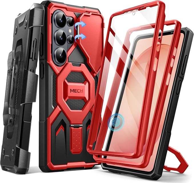TONGATE Magnetic Stand for Samsung Galaxy S26 Ultra Case, Compatible with Magsafe, [Camera Cover & 2 Front Frames][Military Drop Protection] S26 Ultra Case Built-in Screen Protector & Belt Clip, Red by TONGATE
