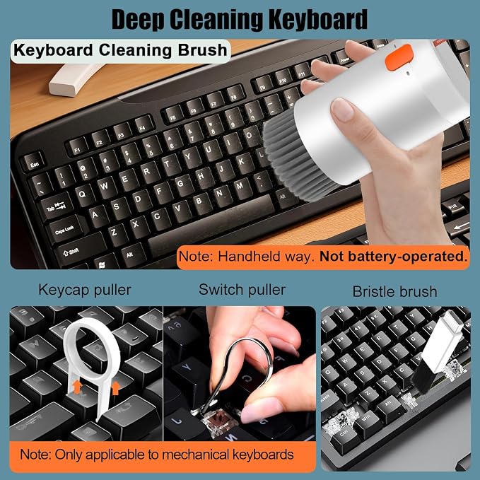 VICHYIE 20 in 1 Multifunctional Cleaner Kit for Electronic Devices (White) | Keyboard Cleaning Brush, Headphones Cleaner Kit for AirPods, Multi-Tool for Cleaning Laptop, Earbuds, Camera, Cellphones - Image 3