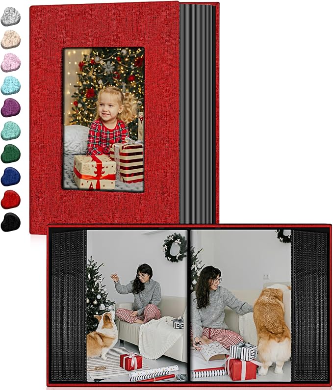 Ejblfe Photo Album 4x6,Linen Cover Slide-in Photo Album Book Can Holds 100 4x6 Photos with 50 Black Sheets for Family,Wedding,Baby and Holiday Pictures (Red) by EJBLFEPremiumPhotoAlbums