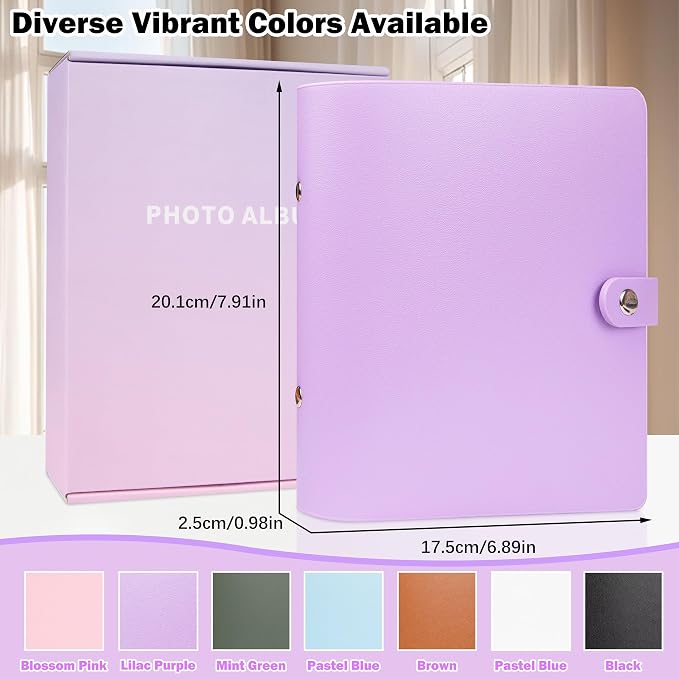 Ruibytree 320 Pockets Album for Instax Mini & Polaroid 2x3" Pictures Purple | Gift-Ready Packaging, PU Leather Cover, Acid-Free Pages, Side-Loading Clear Pockets, Durable Binding, Easy Photo Viewing - Image 6