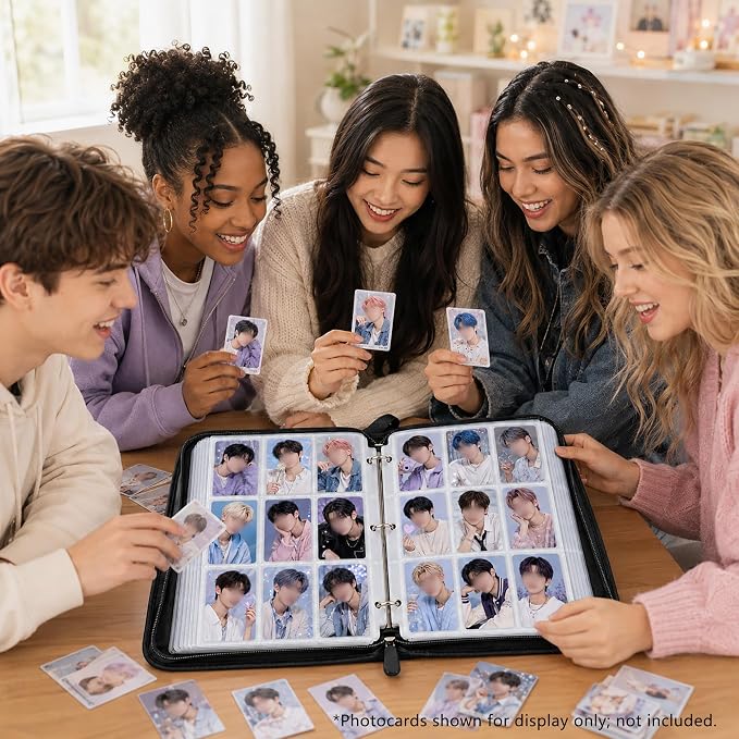 Cute Trading Photocard Binder, STAY Photo Album Cartoon Card Holder Book Storage 900 Cards with Sleeves for Lomo Cards Gift - Boys & Girls, idol Photo Protect (Blue, 9 Pockets) - Image 7