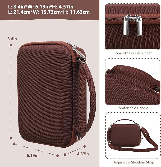Hard Travel Case for Sony ZV-1F / ZV-1 / ZV-1 II Digital Camera, Protective Cases Bag Fits Vlogger Accessory Kit Tripod, Microphone, LED Video Light, Extra Zipper Pocket fit Battery Pack, Brown - Image 3