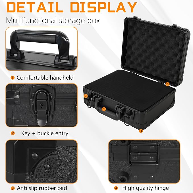 13 Inch Hard Carrying Storage Case | Ideal for Microphone & Camera Gear Transportation, DJ Mixer Case with Customizable Pre-Diced Foam, 13 X 10 X 5.5 Inch, Black - Image 2