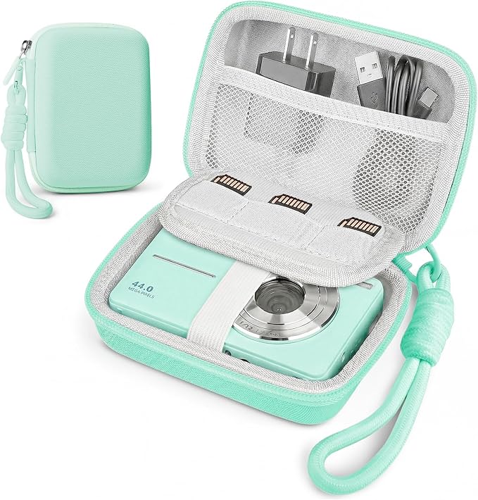 Digital Camera Case Compatible with CAMKORY Digital Point and Shoot/for KODAK PIXPRO FZ45/55 16MP Vlogging/for VAHOIALD FHD 1080P/for IWEUKJLO/for Nsoela, Holder for SD Card More (Green) by Roseliya