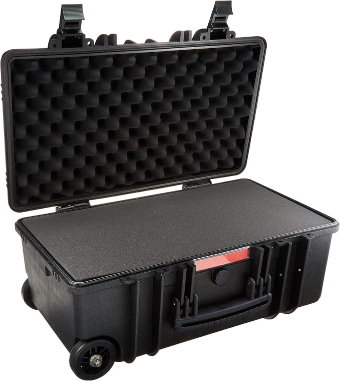 Amazon Basics Hard Protective Camera Case with Wheels, Large, Black, 22"L x 14"W x 9.8"H - Image 6