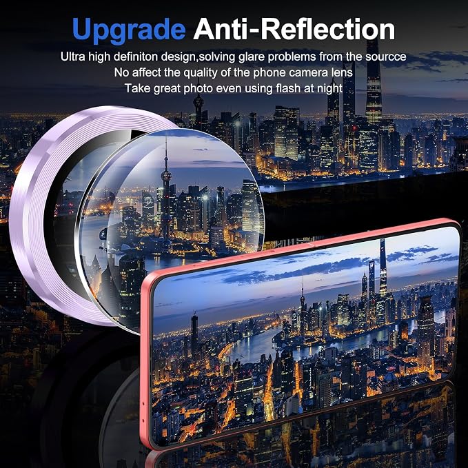 for Samsung Galaxy Z Flip 7 Camera Lens Protector, Individual Metal Ring Tempered Glass Lens Cover, [Strong Adsorption] Scratch Resistant Ultra-Thin HD Clear Lens Cover, 1 Set-Purple - Image 4