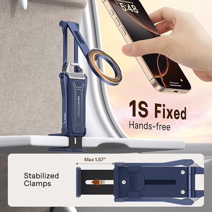 OMOTON TP02 360°Rotating Adjustable Aluminum for MagSafe Tripod, Navy Blue | Magnetic Phone Tripod for iPhone 17/16/15 Pro Max Air, Foldable Cell Phone Stand Fits Vlog, Gym Travel Essentials Accessories - Image 3