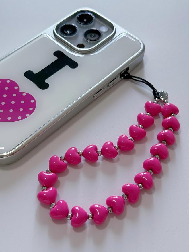 Drawwind Phone Charm Strap Cute Wrist Straps Cell Phone Charm String Y2K Aesthetic Lanyard Wristlet Chain for Case Camera AirPods Bags Keychains (Love Hearts) - Image 2