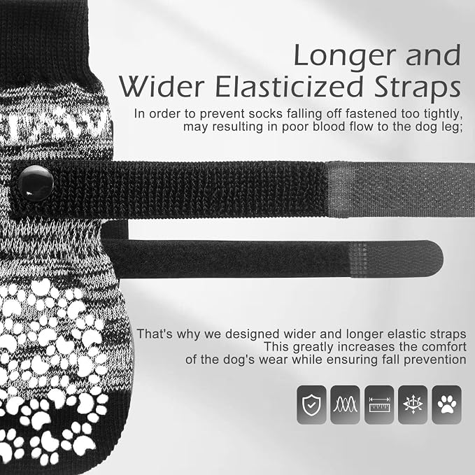 EXPAWLORER Anti Slip Dog Socks to Prevent Licking Paws, Dog Shoes for Hot Pavement, Dog Booties for Small Medium Large Senior Dogs, Traction Control Boots & Paw Protectors for Hardwood Floors - Image 3