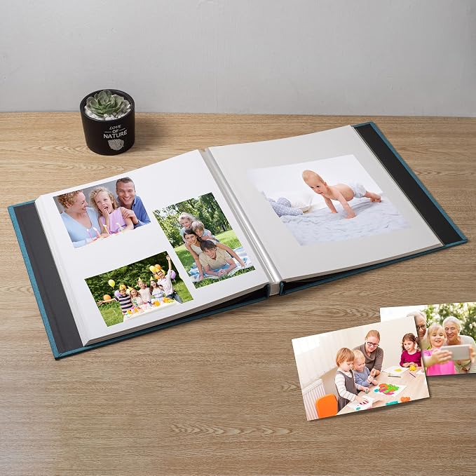 Large Photo Album Self Adhesive Scrapbook Album for 4×6 8×10 Pictures DIY Magnetic Linen Cover Album 40 Pages for Family Wedding Gifts with Metal Pen and Plastic Board - Image 2
