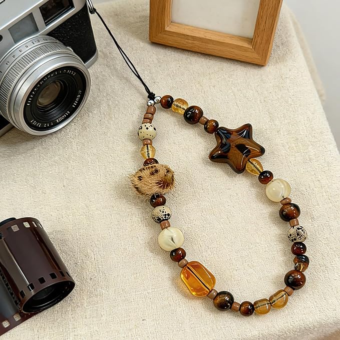 Cute Beaded Camera Wrist Strap for Phone, Digital Camera Charm Lanyard, Pearl Beaded Chain for Bag Keychain Gift - Image 4