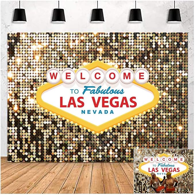 Welcome to Las Vegas Photo Background Fabulous Casino Poker Movie Themed Photography Backdrops 5x3ft Vintage Costume Dress-up Birthday Prom Ceremony Baby Shower Banner Supplies Props Vinyl by Fanghui