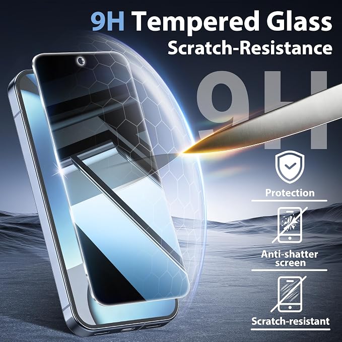 2 Pack for Google Pixel 10 Pro Privacy Screen Protector, 2 Pack Camera Protector, Fingerprint Compatible, Anti Spy, 9H Hardness Glass for Google Pixel 10 Pro Screen Protector - Image 5