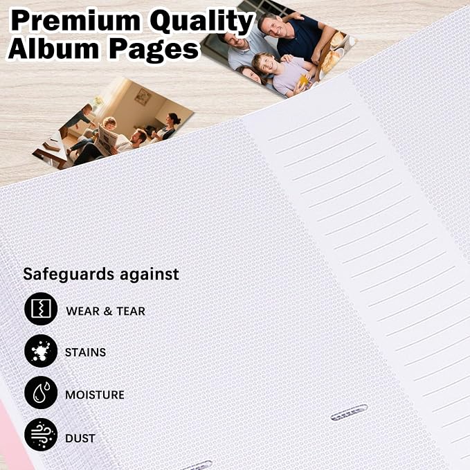 Photo Album 4x6 Vertical 600 Photos with Writing Space, Pink | Linen Cover, Acid-Free Pages, Clear PP Pockets, Memo Writing Space, Front Display Window, Family, Wedding & Travel Memories - Image 7